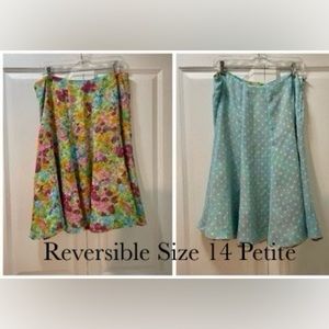 Emma James Reversible Floral / Polka Dot 14 Petite Flair Skirt